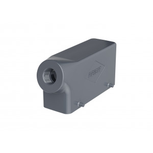 Крышка разъема H24B-SO-4P-M25, Крышка разъема на кабель, типоразмер 24B, без уплотнителя, 1 отверстие с резьбой для кабельных вводов M25x1,5, с боковым расположением, без защелок (упоры для двух защелок), материал корпуса: алюминиевый сплав