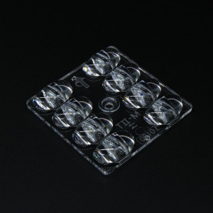 ARST50D8LED5050T2M-cutoff, Групповая квадратная линза на 8 светодиодов 5050/3535/3030 , диаграмма T2M-cutoff, PC, 50x50мм H:6.62мм