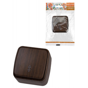 Переключатель на 2 направления 1-кл. открытой установки IP20 10А, венге "Дача" Народная SQ1824-0043