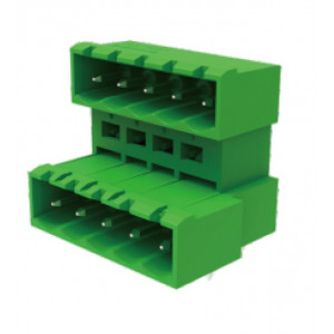 Вилочный разъем на плату MC-DPAB5.08H12-0001, Вилочный разъем, 2 этажа, горизонтальный, на плату, шаг: 5.08 мм, 12x2 полюсов, фиксация на плате пайкой, исполнение: стандартное, 160V, 8A, цвет: зеленый