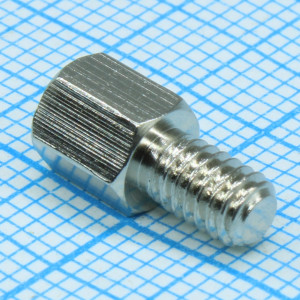 H-L0600-1200-5-04-1N1W, Стойка латунная никелированная шестигранная М4 отверстие-винт, L=6мм
