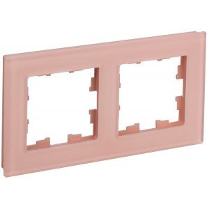 BRITE Рамка 2-мест. РУ-2-2-БрП стекло персиковый матовый BR-M22-G-31-K96