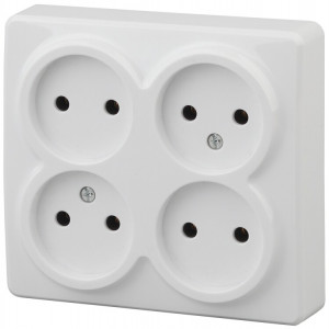11-2210-01 Розетка 4х2P, 16A-250В, IP20, ОУ, Эксперт, белый (12/120/1920) Б0020706