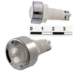 N-836-W  220VAC, Лампа неоновая с резистором 220В в корпусе, белый, гайка М12