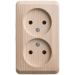 Розетка 2-м ОП Этюд Дача 16А IP20 250В без заземл. без защ. шторок сосна SE PA16-005D