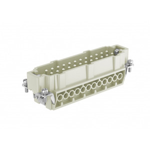 Вилочная контактная вставка HE-024-M, Вилочная контактная вставка, винтовая фиксация, 24 полюса + PE, типоразмер 24B, 500V, 16A, сечение обслуживаемых проводников 1,0-2,5 мм кв, тип покрытия контактов: серебро
