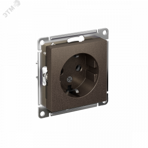 Розетка 1-м СП AtlasDesign 16А IP20 с заземл. механизм мокко SE ATN000643