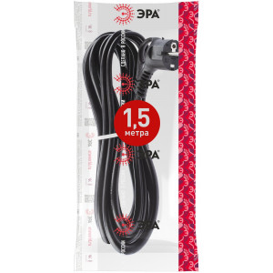 Шнур сетевой с вилкой 1.5м с заземл. ПВС 3х1.5 черн. U-3x1.5-1.5m-B Б0048705