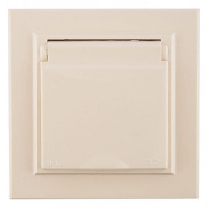 Минск Розетка 1-местная СП с/з с крышкой 16А бежевая с защ. штор. IP44 ERR16-029-200-44