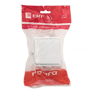 Прага Розетка 1-местная 16А с заземлением с крышкой IP44 белая с защ. штор. EKR16-029-10-440