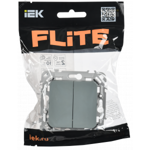FLITE Выключатель 2-клавишный 10А ВС12-1-0-ФлС серый IEK FI-V20-0-10-1-K03