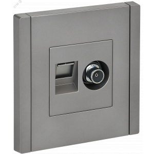 FORTE&PIANO Розетка двойная TV+RJ45 кат.5E FP536 сталь IEK FP-AK20-1-K46