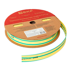 Термоусаживаемая трубка ТУТ нг 25/12,5 жел-зел рулон PROxima tut-25-yg