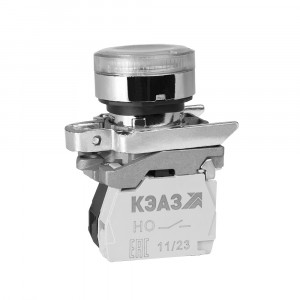 Кнопка КМЕ4510мЛС-24В-белый-1но+0нз-цилиндр-индикатор-IP54 275182
