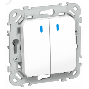 FLITE Выключатель 2-клавишный с индикацией 10А ВС12-1-1-ФлБ белый IEK FI-V20-1-10-1-K01