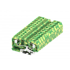 Заземляющая клемма 204935, Заземляющая клемма, 4 точки подключения, тип фиксации провода: пружинный, номинальное сечение: 4 мм кв., ширина: 6 мм, цвет: желто-зеленый, тип монтажа: DIN35