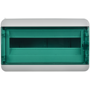 Корпус пластиковый навесной на 18 модулей КМПн-18 IP65 TEKFOR зеленая прозрачная дверь TF5-KP72-N-18-65-K03-K06