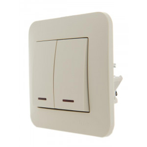 Выключатель 2-кл. 1п СП Karina 10А IP20 с подсветкой механизм крем. 707-0388-112