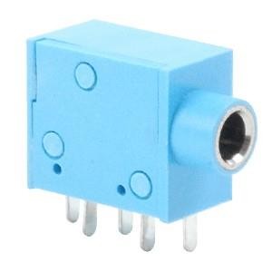 SJ1-3535NG-BE, Телефонные разъемы audio jack, 3.5 mm, rt, stereo, through hole, 2 switches, isolated ground, blue