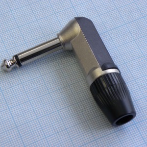 TS 6.3 (jack) штекер металл угловой, Моно аудио штекер 6.3 мм NYS207