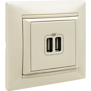 VALENA Розетка двойная USB слоновая кость 774170