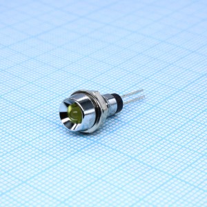 LA03W/VY/HV12, Светодиод 3мм/желтый/585нм/8мкд/50°/12V в корпусе, гайка d=6мм