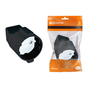 Кабельная розетка 2П б/з с з/ш 10А 250B черная SQ1806-0030