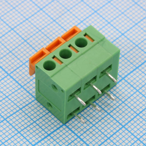 GT142R-5.08-03P-14-00, Нажимной безвинтовой клеммный блок 3 контакта. Зажим типа торцевой контакт. Серия GT142R-5.08