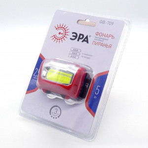 Фонарь налобный ЭРА GB-709 Пиранья, Фонарь налобный ЭРА GB-709 Пиранья 5W (310lm), 3 реж, луч 20м, СОВ, 3хААА