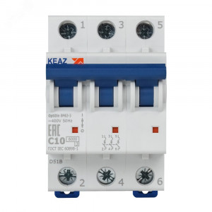 Выключатель автоматический модульный 3п C 10А 6кА OptiDin BM63-3C10-УХЛ3 КЭАЗ 260789