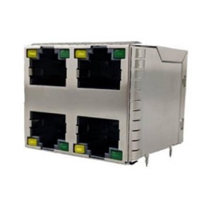 RJSGE4887441, Модульные соединители / соединители Ethernet Cat5e Pressfit 2x2 With Shield with LED