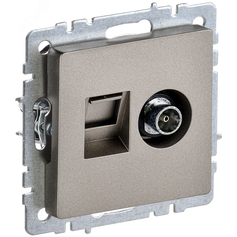 Изображение товара Розетка компьютерная и телевизионная Brite РТВ/РК12-БрШ IP20 шампань для скрытого монтажа