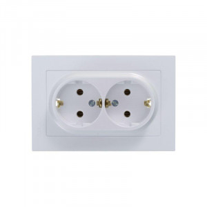 Розетка 2-м СП AtlasDesign 16А IP20 с заземл. в сборе жемчуж. SE ATN000424