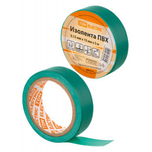 Изолента ПВХ 0,13х15мм Зеленая 5м SQ0526-0074