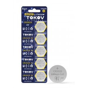Элемент питания литиевый CR2025 таблетка (блистер 5шт) TKE-LI-CR2025/B5