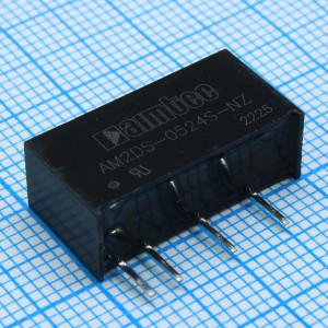 AM2DS-0524S-NZ, DC/DC, 2Вт, вход 4.5…5.5В, выход 24В/0.083А, изоляция 1500В DC, КПД 84%, максимальная емкостная нагрузка не более 220мкФ, SIP7, 19.6x7x10мм, -40…105°C, пластик