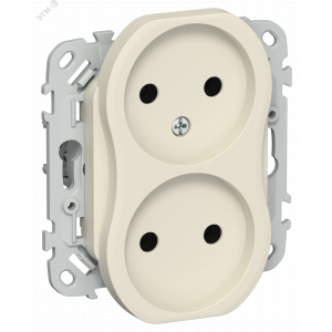 FLITE Розетка 2-местная без заземления без защитных шторок безвинтовое крепление 10А РС02-1-ФлСл сливочный IEK FI-R20-10-1-K86