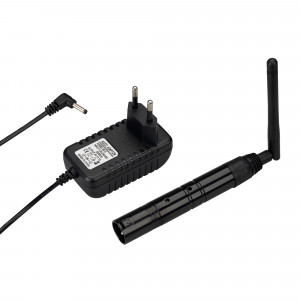 Усилитель SMART-DMX-Transmitter Black (5V, XLR3 Female, 2.4G) 028416, Беспроводной передатчик (усилитель) сигнала DMX512. Вход - сигнал DMX512, выход радиосигнал 2.4G. Разъем XLR3 Female, питание DC 5V (укомплектован адаптером). Максимальное расстояние между передатчиком и приёмником сигнала - 400 метров. Габариты 219x19x19