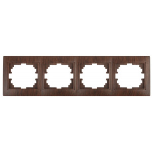 Рамка для розеток и выключателей Plano 1-504-10 на 4 поста горизонтальная, СУ, венге Б0030104