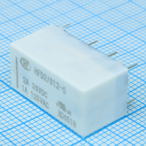 HFD2/012-S, Реле Uобм=12В, Rобм=960Ом, контакты: 2 перекл., Ukmax=~220/-250В, Ikmax=2A, 20х9,8х11