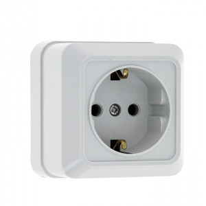 Рим Розетка 1-местная 16А с заземлением белая ENR16-028-10