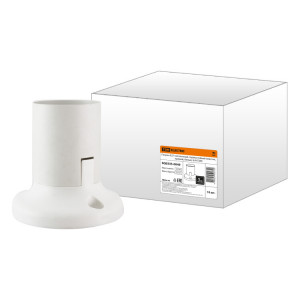 Патрон Е27 потолочный, термостойкий пластик, прямой, белый, Б/Н SQ0335-0049