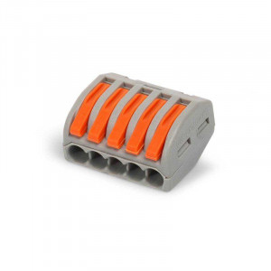 СМК 222-415, Клемма соединительная на 5 контактов, рычажный прижим проводов сечением 0.08-4мм2