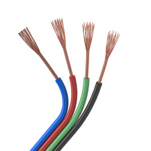 Шлейф питания ARL-18AWG-4Wire-CU 026352, Шлейф для питания и управления мультицветными (RGB) светодиодными лентами. 4 проводника, калибр проводника 18AWG, сечение проводника 0.84 мм2, проводник из луженой меди, внешняя оболочка из ПВХ синего, красного, зелёного и чёрного цветов