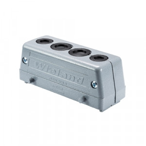 Крышка разъема IT DKE 24, Крышка разъема на кабель, типоразмер 24B, IT, без уплотнителя, 4 кабельных ввода с верхним расположением, без защелок (упоры для двух защелок), материал корпуса: алюминиевый сплав