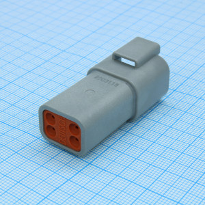 DT04-4P, DT Series Contact Size 16 4 Way Gray Receptacle Housing