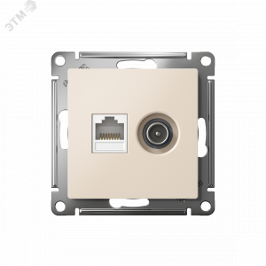 Розетка компьютерная + телевизионная 2-м AtlasDesign RJ45 кат.5E + TV механизм беж. SE ATN000289