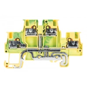 Клемма  WTP 1,5 E PE, Заземляющая этажная клемма, тип фиксации провода: push-in, номинальное сечение: 1,5 мм кв., 500V, ширина: 3,5 мм, цвет: желто-зеленый, тип монтажа: DIN 35