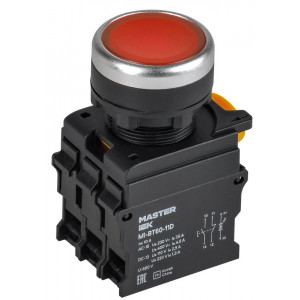 Кнопка с подсветкой d=22мм 1NO+1NC красная MASTER MI-BT60-11D-3-12-K04