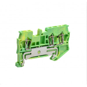 Заземляющая клемма JUT3-1.5/1-2PE, Заземляющая клемма, 3 точки подключения, тип фиксации провода: пружинный, номинальное сечение: 1,5 мм кв., 500V, ширина: 4,2 мм, цвет: желто-зеленый, тип монтажа: DIN35